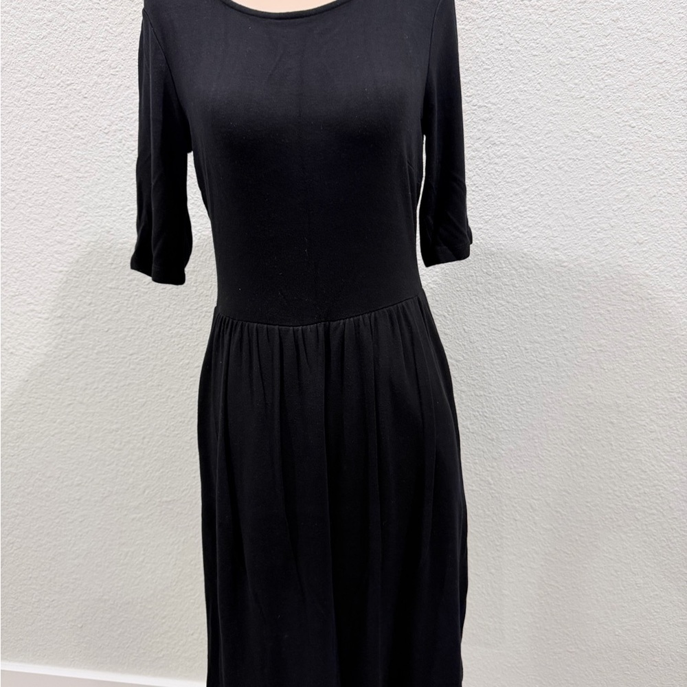 Donna Ricco Black Midi Scoop Neck Dress